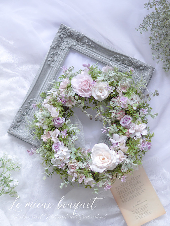 Pink Lavender natural wreath 1枚目の画像