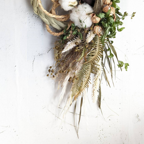 専用＊迎春2024 プロテア&コットン   正月飾り(ドライ) 迎春2024 プロテア&コットン 正月飾り(ドライ) しめ縄・しめ飾り