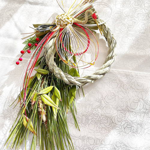 予約大鶴】完全受注制 天然若松の立派な正月飾り 松飾り 鶴水引 自然