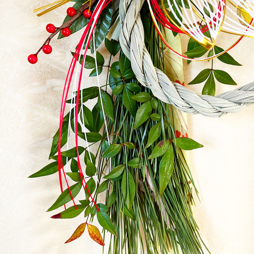 予約大鶴】完全受注制 天然若松の立派な正月飾り 松飾り 鶴水引 自然