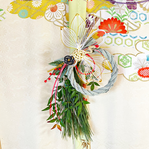 予約大鶴】完全受注制 天然若松の立派な正月飾り 松飾り 鶴水引 自然