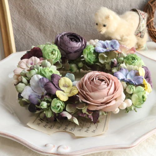 布花　リース　絹 布花 飾って楽しむ布花 リース アートフラワー ao. 通販