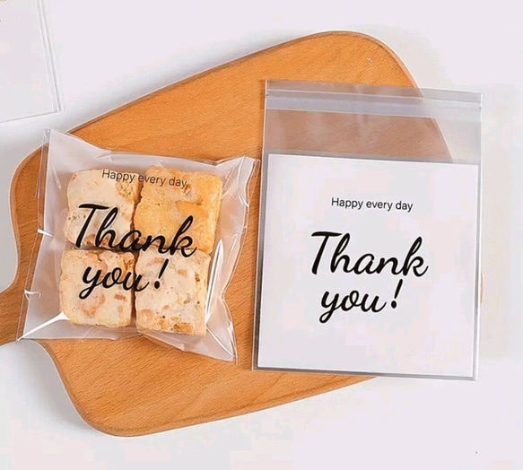 [送料無料] Thank you! ラッピング袋 10×10cm（M）　30pcs 1枚目の画像