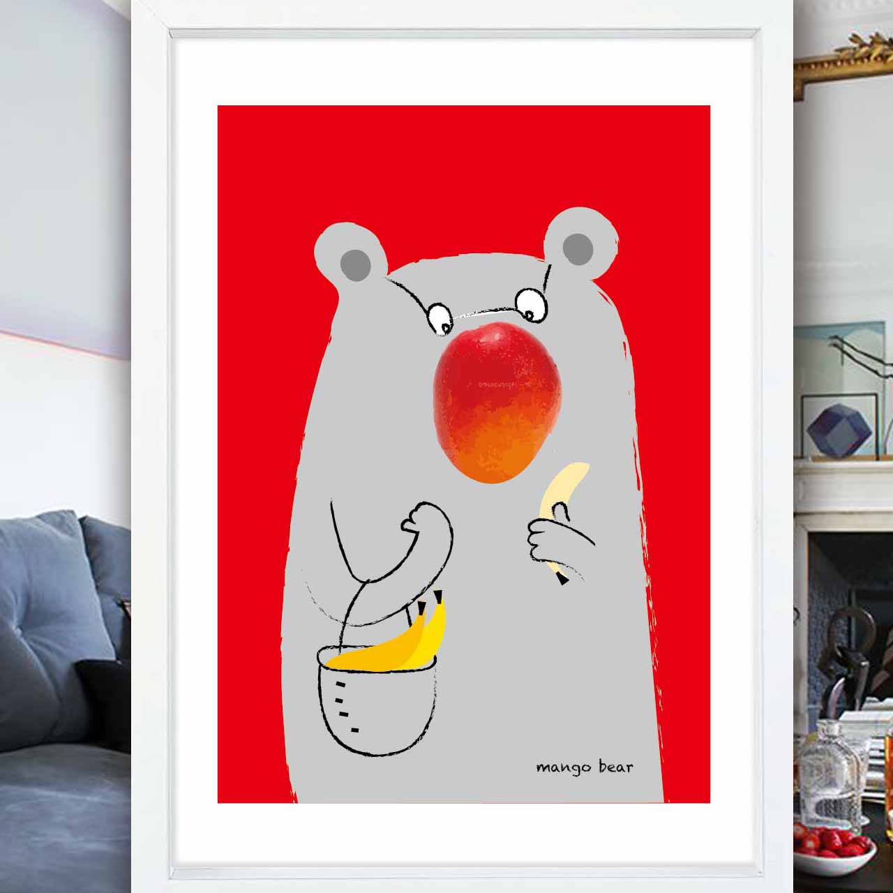 マンゴーベア　クマ　イラスト　ポスター　A4 A3 A2 A1　アートポスター　アート/sei/新着順検索　2225