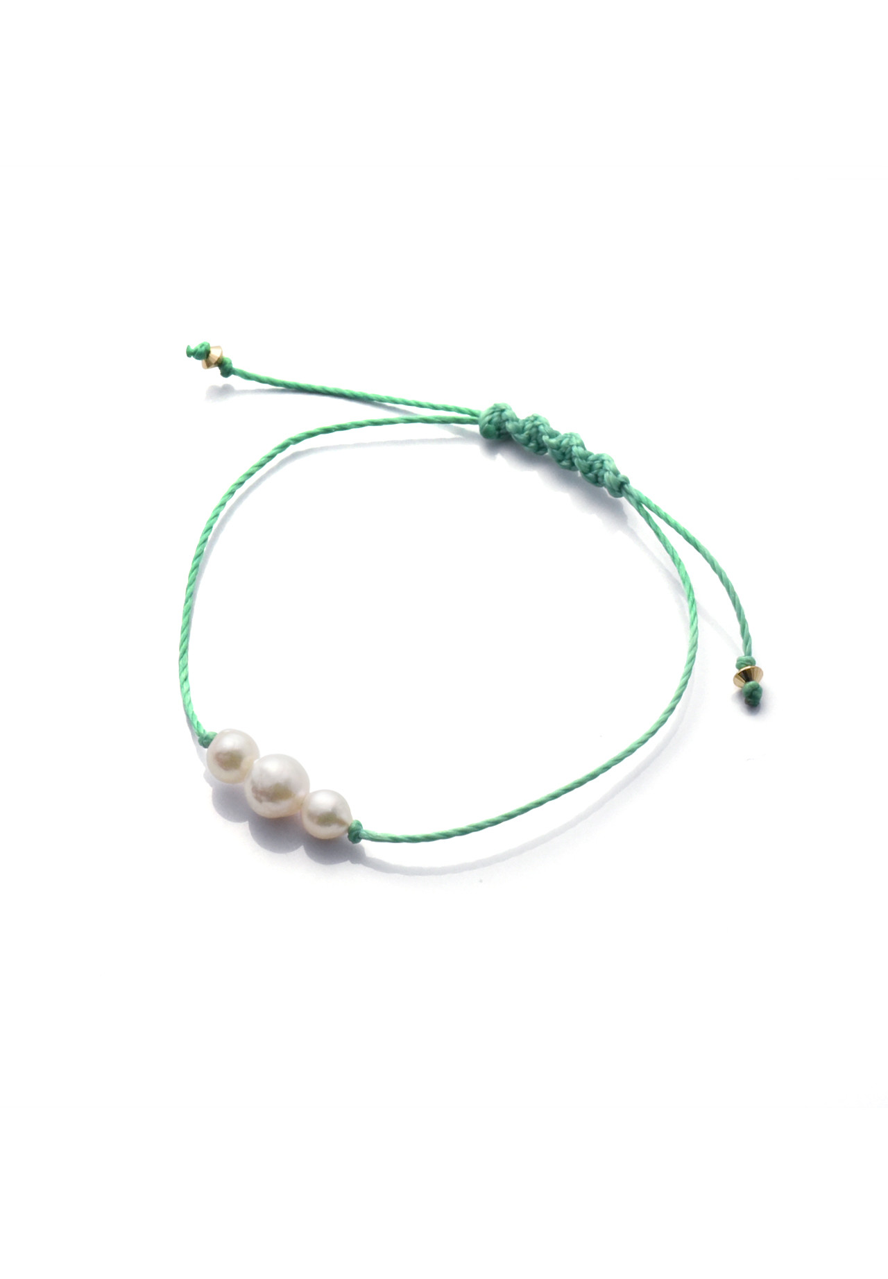 K18×あこや真珠バロックパール5〜6.5mmトリオ コードブレスレット セージ 11,154円