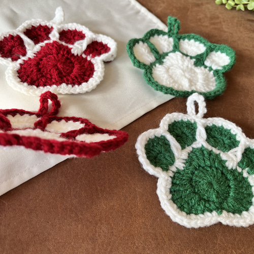 アクリルたわし 肉球コースター ねこ いぬ クリスマス オーナメント  