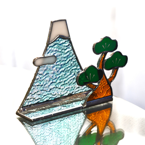 ステンドグラス キラキラ 富士山と松 お正月 その他インテリア雑貨