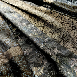 アンティーク大島紬のパッチワークスカート　青茶　裏地付き　着物リメイク 11枚目の画像