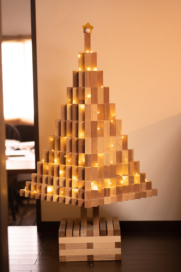 木製クリスマスツリー Sサイズ 表面荒仕上げ 表面荒仕上げ