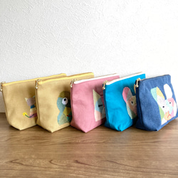 バッグの中身を彩るカラフルな刺繍ポーチ　ねこ　カエル　うさぎ　くま　化粧ポーチ　母の日筆箱　ペンケースウサギ　クマ　猫 7枚目の画像