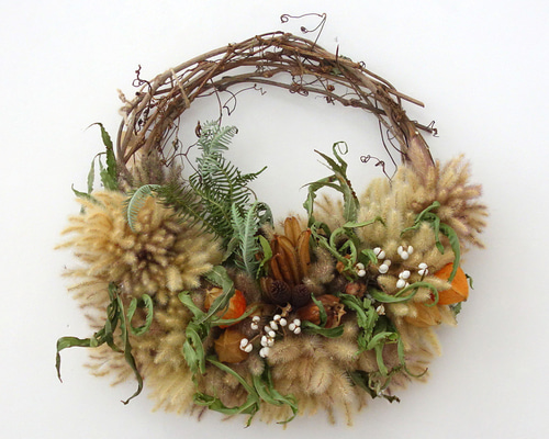 1点物】手作りリース -エノコログサと木の実- (023-13) リース hikosen