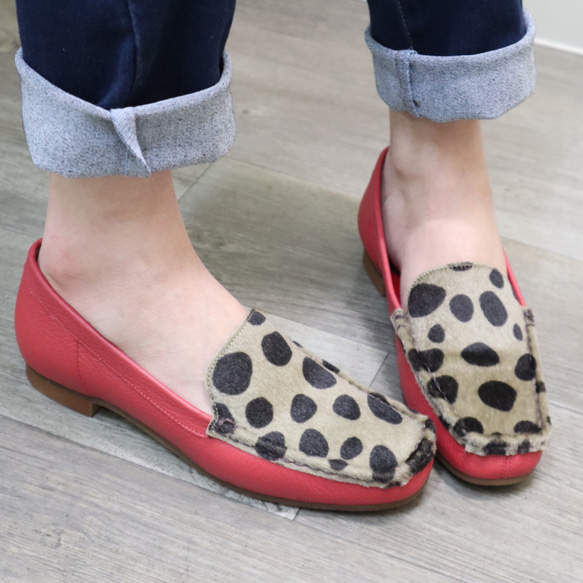 【極美品】chausser ローファー　ハラコ　ダルメシアン柄　23cm 楽天市場】chausserショセC-2257スクエアトゥハラコローファー