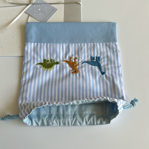 給食・コップ袋・20×18】名入れ・恐竜・刺繍・男の子・コットン・入園