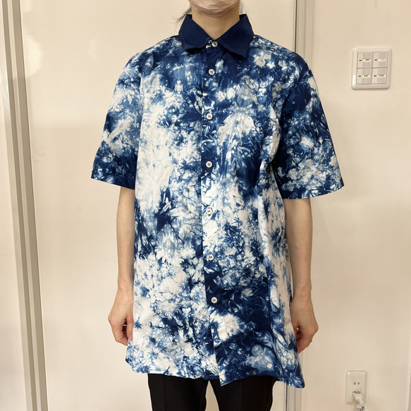 藍染シャツ　M、Lサイズ（叢雲）　 4枚目の画像