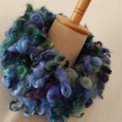 手織り手紡ぎのスヌード　イングリッシュラスターのブルー・グリーン 1枚目の画像