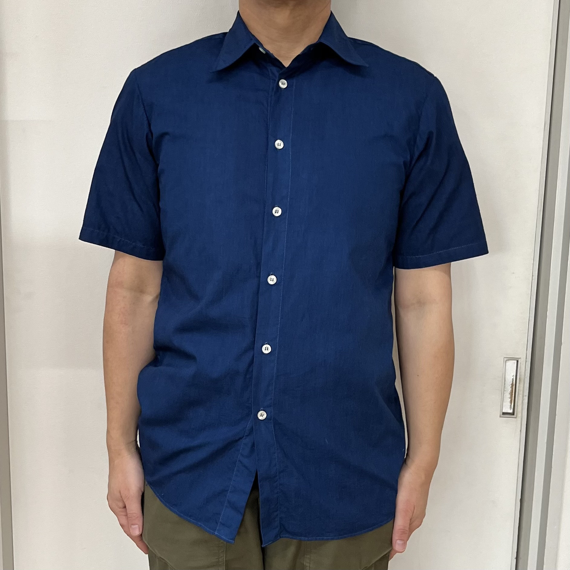 藍染シャツ　夏　父の日　M もしくは Lサイズ（無地）