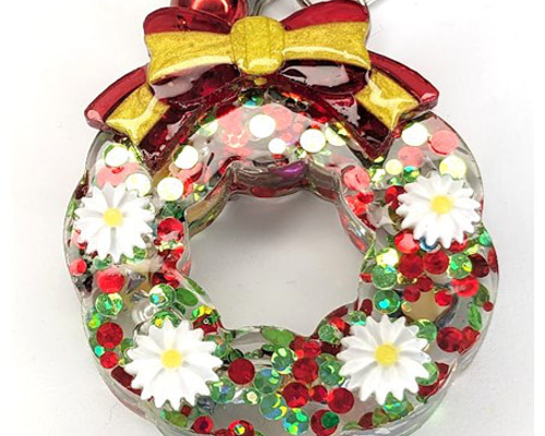 ハンドメイド クリスマスリースシェイカーキーホルダー クリスマス