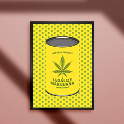 【A4額付き】医療 大麻 マリファナ 合法 ドラッグ 缶詰 おもしろグッズ ポップアート カフェ バー クラブ ポスター 1枚目の画像