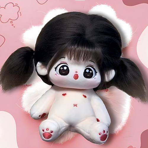 20cmぬいぐるみ 着せ替えぬいぐるみ かわいい 茶色髪茶色目の少女 服