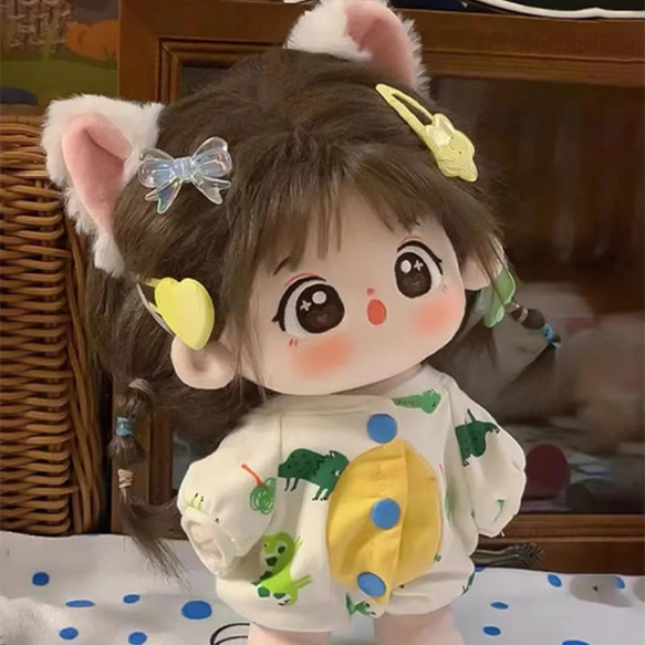 20cmぬいぐるみ 着せ替えぬいぐるみ かわいい 茶色髪茶色目の少女 服