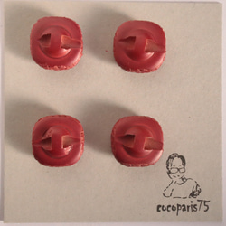 ・70年代　赤メタリック　L　仏ヴィンテージボタン　 3枚目の画像