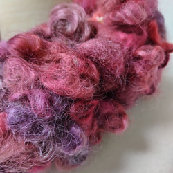 手織り手紡ぎのスヌード　ピンクと赤のイングリッシュラスター 3枚目の画像