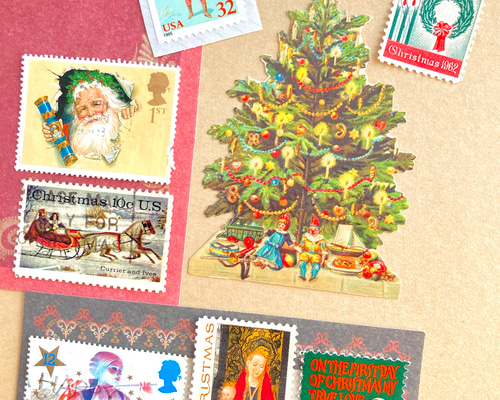 ⭐︎.。海外の美しいクリスマス切手7枚 ＆ ドイツのクロモス（ツリー
