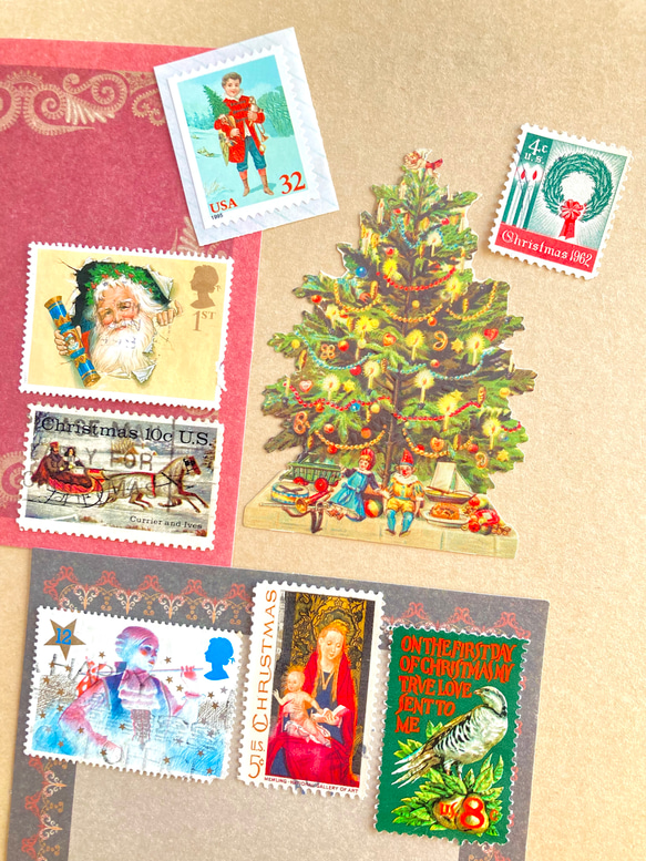 ⭐︎.。海外の美しいクリスマス切手7枚 ＆ ドイツのクロモス（ツリー