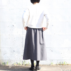 カンタ刺繍シルクとウールのスリットコンビスカート【ヘリンボーンA】 6枚目の画像