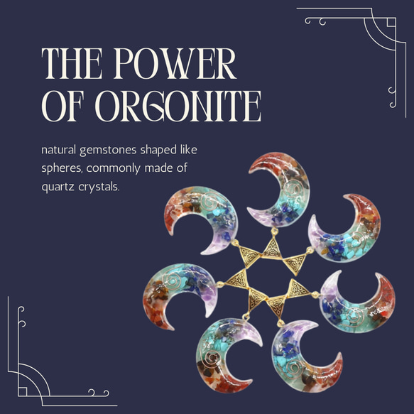 ✜オルゴナイト（ORGONITE）✜ 天然石 ジェムストーン ネックレス お守り ✜ クレセントムーン ✜ 2枚目の画像
