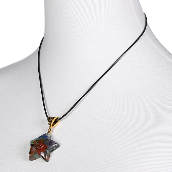✜オルゴナイト（ORGONITE）✜ 天然石 ジェムストーン ネックレス お守り ✜ スタープリズム ✜ 6枚目の画像