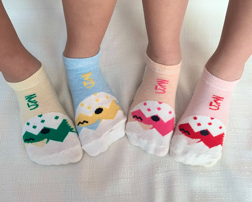 名前入りキッズ靴下2足セット（恐竜）オーダーメイド キッズ ベビー