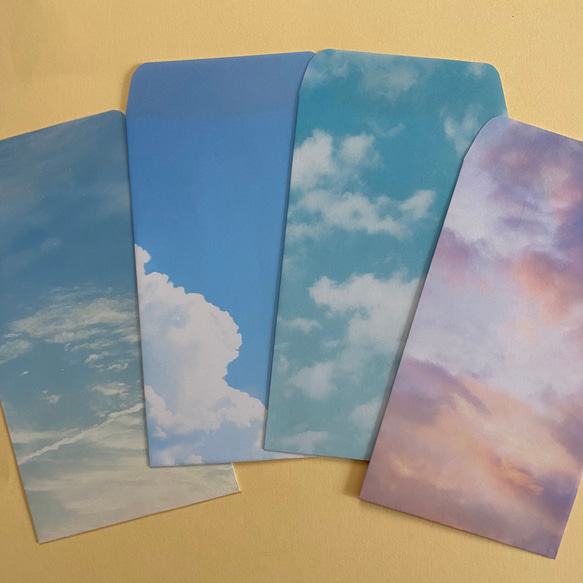 折り紙　千代紙　ポチ袋　空　雲　デザインペーパー　お年玉袋　ミニ封筒 2枚目の画像