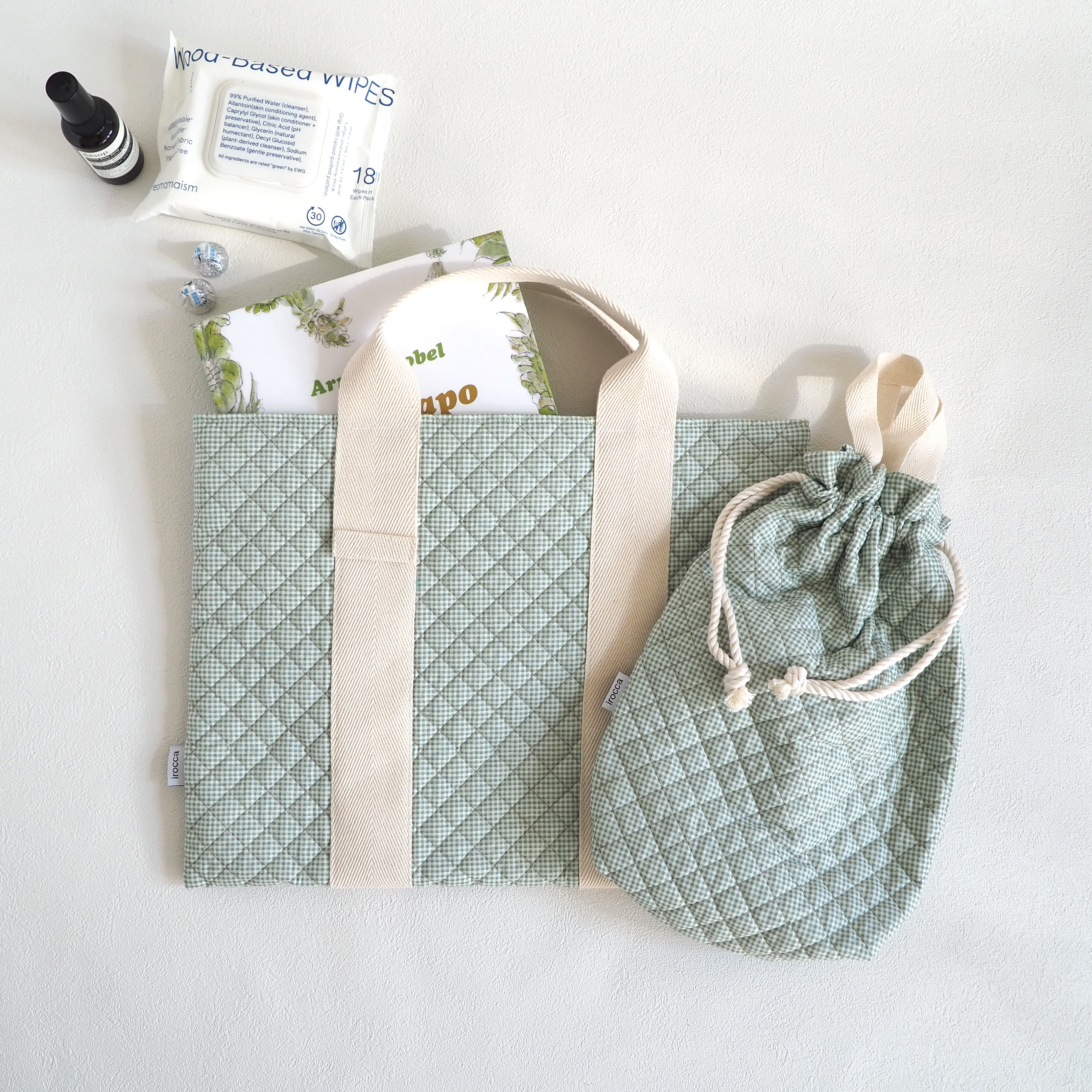 ギンガムチェックのキルティング　入園入学セット　レッスンバック　上履き入れ　入園準備　男の子　女の子　サイズオーダー可