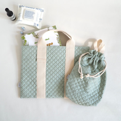 ギンガムチェックのキルティング 入園入学セット レッスンバック