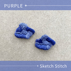 purple刺繍ピアス 1枚目の画像