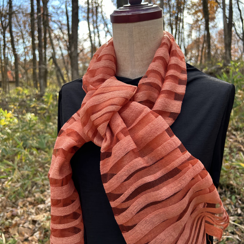 インドシルク草木染めストール（インド茜染めA） ストール はっ葉some