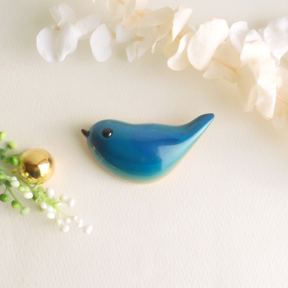青い鳥のブローチ【ラッピング付】Brooch of blue bird ブローチ 工房