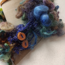 手織り手紡ぎのスヌード　寒色系のイングリッシュラスター 2枚目の画像