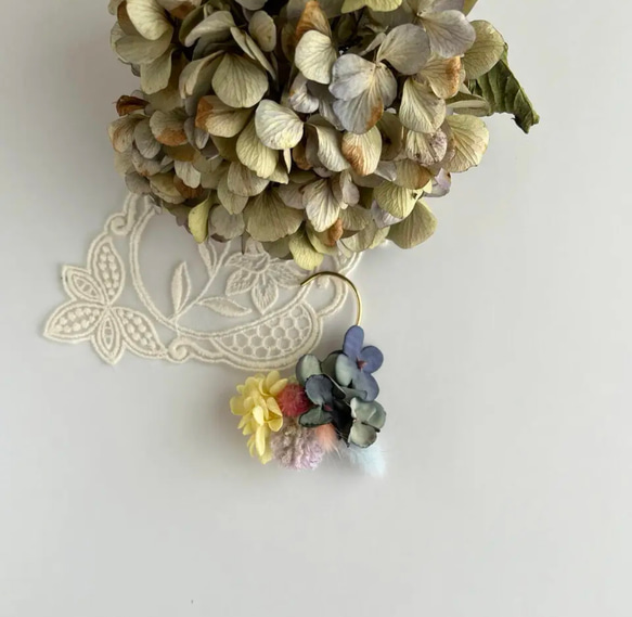 耳飾り「魔女の庭に咲く紫陽花」 1枚目の画像