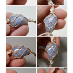 編繩系列- 雙色1‧藍紋瑪瑙‧手工純錫扣‧麻繩編織手環 第5張的照片