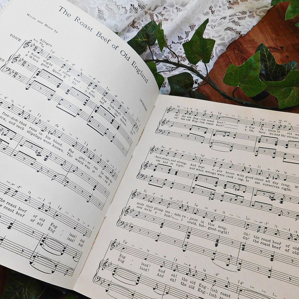 ☆゜+.20世紀　楽譜が豊富なアンティーク本　イギリスの曲　アンティークブック　ヴィンテージ本　洋書　古書　英国　 7枚目の画像