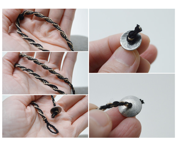 編繩系列- 雙色2‧拉長石‧手工純錫扣‧麻繩編織項鍊 第7張的照片