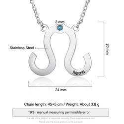 名前 名入れ 誕生石(人工) ネックレス 12星座 オーダー メイド ネーム ジュエリー アクセサリー Ora-021 3枚目の画像