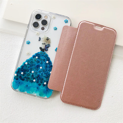 お花をドレス！可愛くてお洒落な押し花ケース！  iPhoneケース 手帳型スマホケース 5枚目の画像