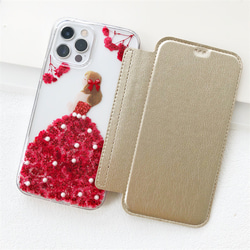 お花をドレス！可愛くてお洒落な押し花ケース！  iPhoneケース 手帳型スマホケース 5枚目の画像