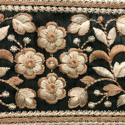 豪華　刺繍リボン　フレンチリネン100　トートバッグ④　30×26×6　インド刺繍リボン 5枚目の画像