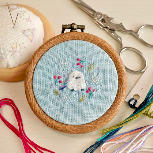 手鞠 手毬 てまり にじま 刺繍シマエナガ 鳥 No.161ハンドメイド