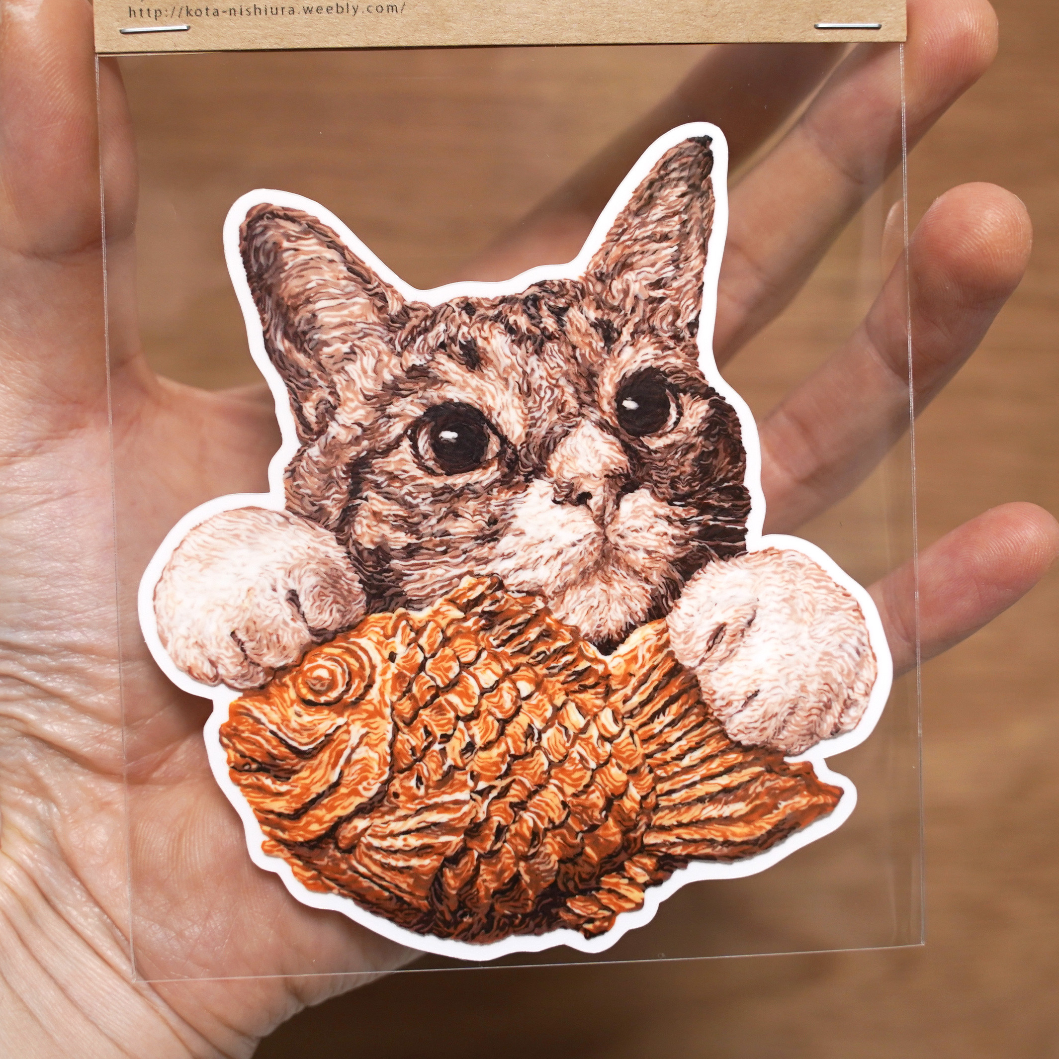 ビッグステッカー』たいやき と ねこさん 品番:bst-43 シール