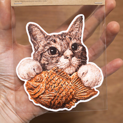 ビッグステッカー』たいやき と ねこさん 品番:bst-43 シール